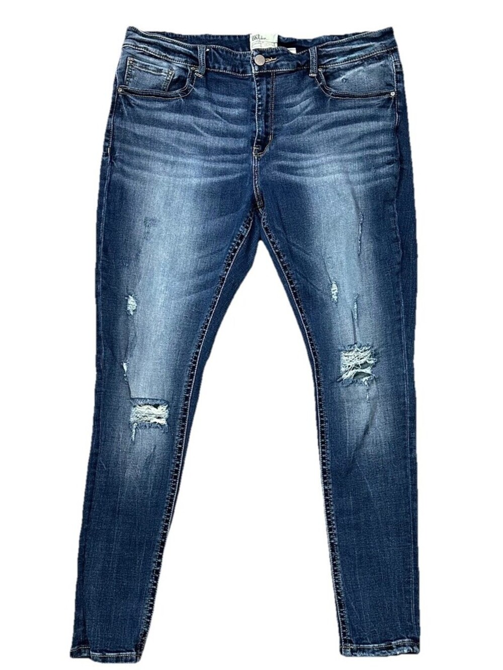 BKE Payton Distressed Skinny Jeans Womens 36 x31 1/2 Blue Stretch Denim